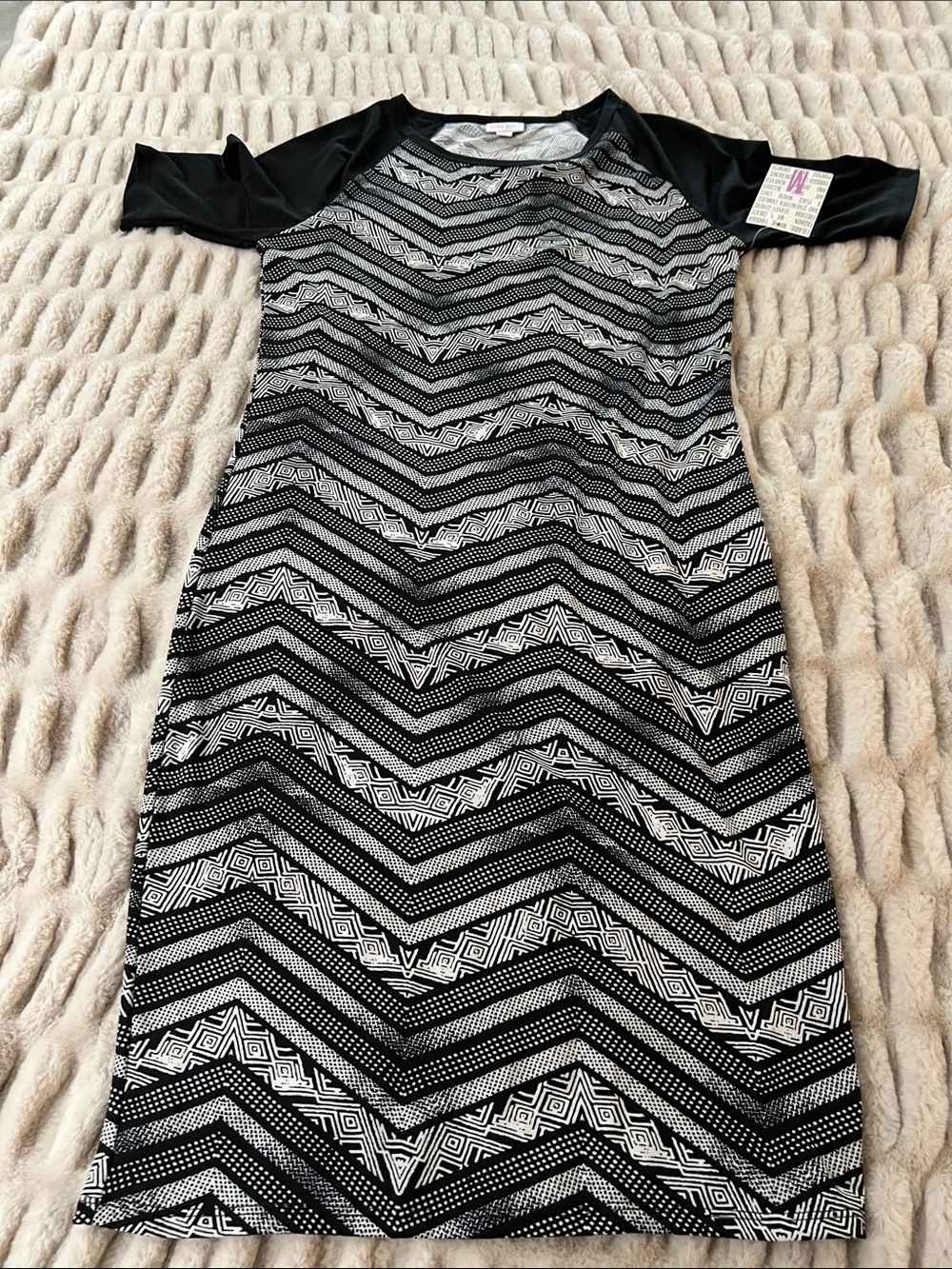 LuLaRoe Black & White Chevron Midi Dress